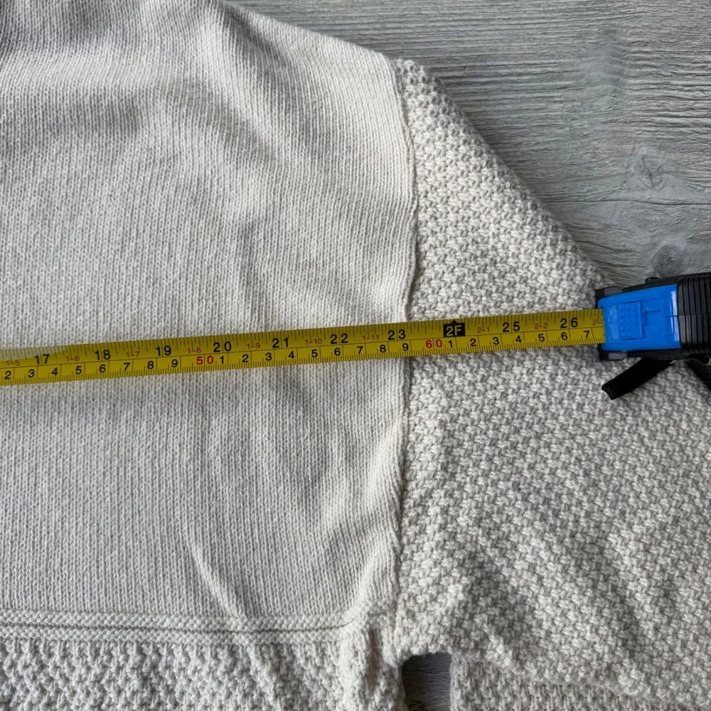 Vintage McBriar Cotton V-Neck Sweater Mens Large Cream Textured Knit USA Made
